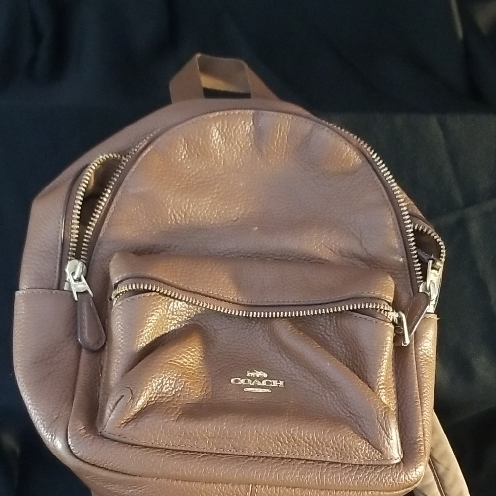 Coach Mini Charlie Brown Leather Backpack with Classic Silhouette - Picture 2 of 16